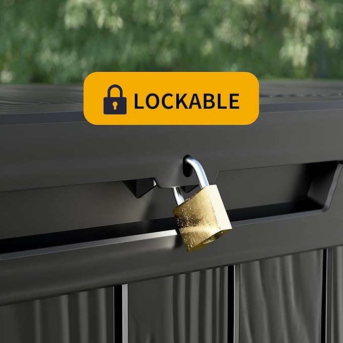 PATIOEASY Outdoor Storage Box 270GAL Waterproof Resin Deck Box,UV-Resistant Lockable Delivery Bin for Garden Tools,Large Patio Outside Cushions,Pool Accessories Supplies,Chest,Furniture,Package,Black