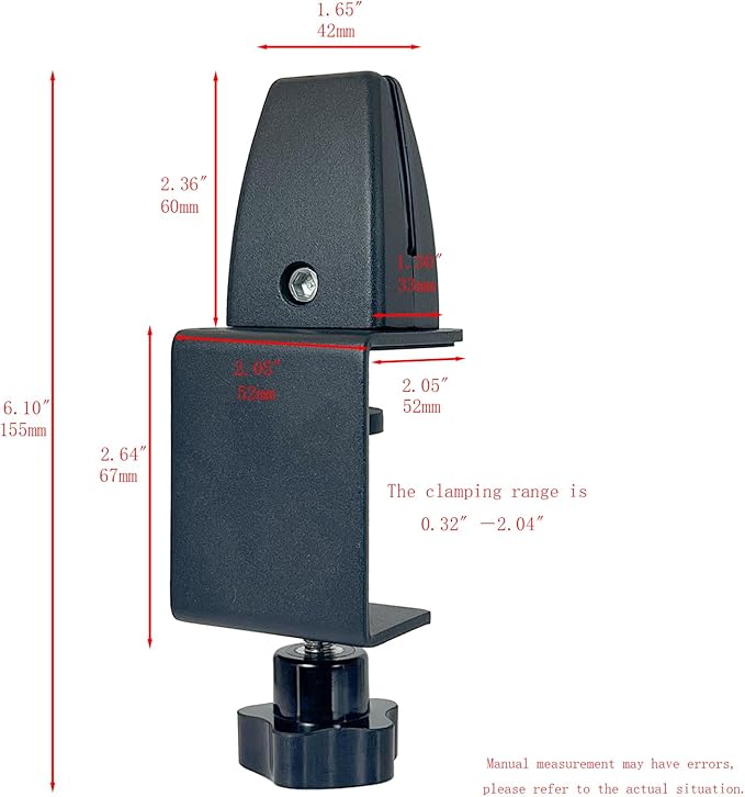 Jhanw Sneeze Guard Support Clips for 1/8" to 0.51" Thick Panel, Adjustable Desk Divider Clips, Aluminum Desk Partition Clamp, Acrylic Plexiglass Partition Clips Black, Desk Privacy Panel Clamps 6 Pack