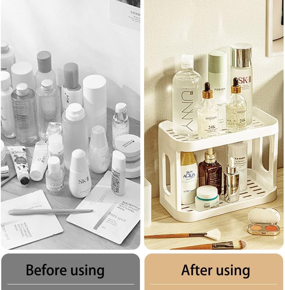 2PCS Kitchen Spice Rack or Bathroom Countertop Organizer, 2-Tier Desk Organizers，Mail Holder for Office Desk Organization, Gift for Teachers, Classmates, and Friends,White