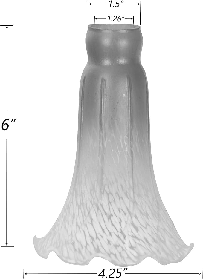 Bieye LS69 Lily Flower Blown Glass Lampshade (Red Yellow, Opening I.D. 1.26" x O.D. 1.5")