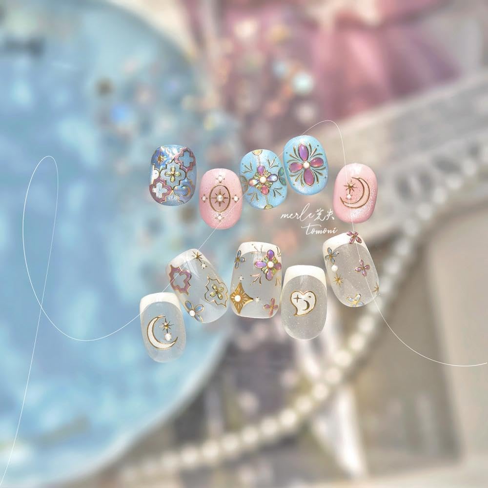 1 Sheet Star Nail Stickers 3D Self-Adhesive Silver Moon Nail Decals 5D Embossed Pink Star Nail Supplies Bohemia Nails Designs New Chinese Style Nails Manicure Accessories for Women