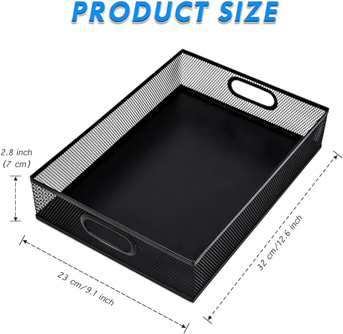 EsOfficce Desk Drawer Organizer, A4 Large Metal Mesh Desk Rrganizer Tray, Versatile Storage Box Set for Office Home Supplies,13 x 9 inches