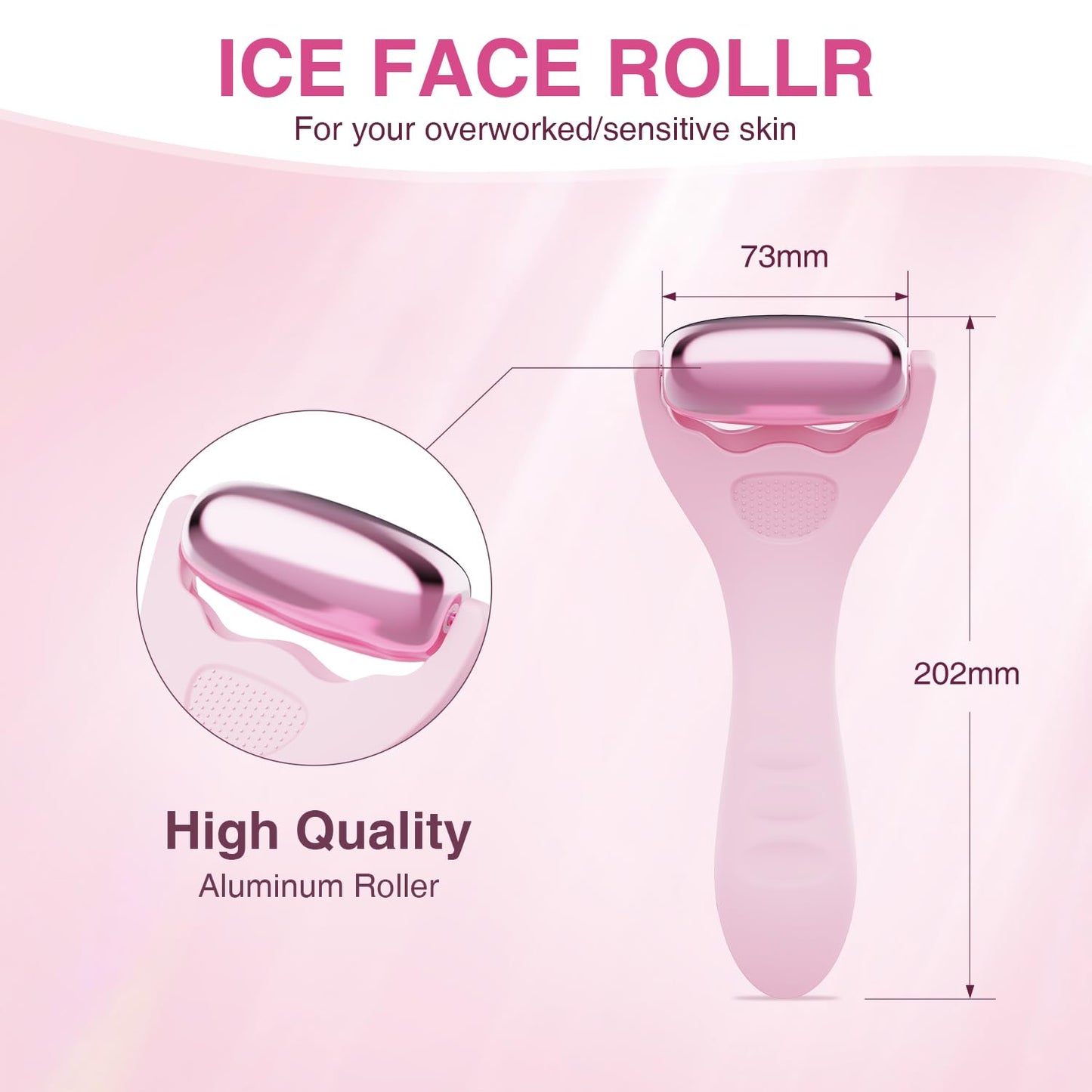 Facial Ice Roller for Skin Care - Aluminum Face Roller to De-Puff, Soothe & Tighten Pores - Cold Therapy Massage Tool for Radiant Glow