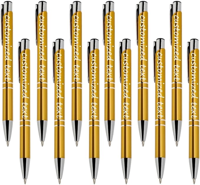 Yucold Customized ballpoint pens in bulk, personalized ballpoint pens with free engraving, for use in companies, enterprises, graduation anniversaries (Yellow,26)