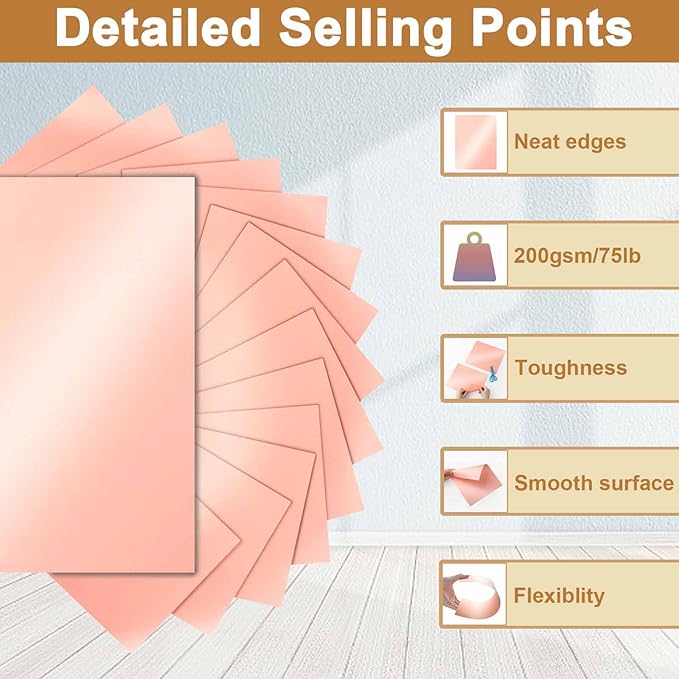 Silunkia 40 Sheets Pink Shimmer Cardstock 8.5 x 11 Crafts Paper, 75lb Heavyweight Card Stock Craft Paper for DIY Cards Making, Greeting Cards, Wedding Invitations, Menus