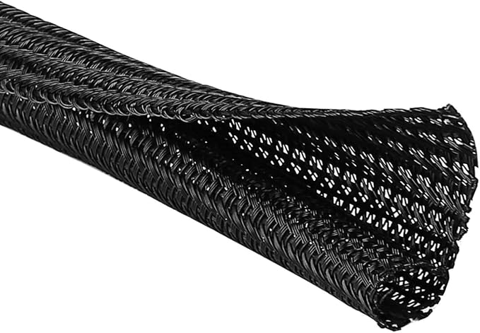 QCSIW 3/8"-25ft Cord Protector Wire Loom Tubing Split Sleeve Cable Sleeve for USB Power Audio Video Cables - Pet Chewing Protection, Flexible Cable Management Cover - Black