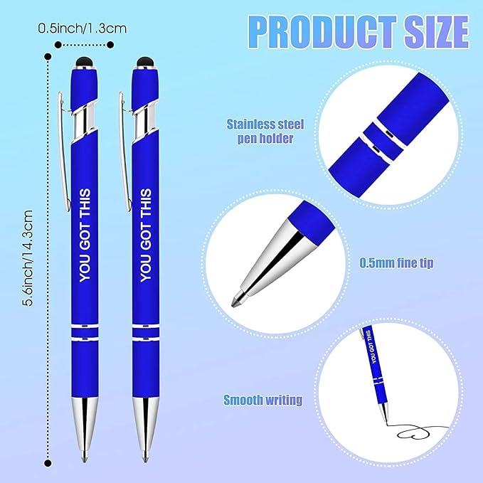 Greengines 20 Pieces Inspirational Pens, Motivational Ballpoint Pen with Stylus Tip Funny Ink Pens Bulk Inspirational Gifts for Women Coworkers Office Supplies Black Ink
