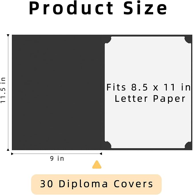 HAUTOCO 30 Pcs Certificate Holders, Black Diploma Folders Document Covers with Gold Foil Border for Letter Size 8.5x11 Cardstock, Award, Graduation
