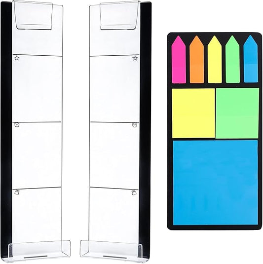 2PCS Multifunction Clear Computer Monitor Memo Boards （Left & Right） Acrylic Screen Message Side Panel Phone Holder Message Reminder for Office Desktop with Sticky Notes