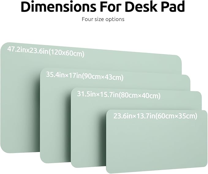 YSAGi Leather Desk Protector, Office Mat, Large Mouse Mat, Non-Slip PU Leather Blotter, Laptop Pad, Waterproof Writing Pad for Office and Home (Pale Green, 31.5" x 15.8")
