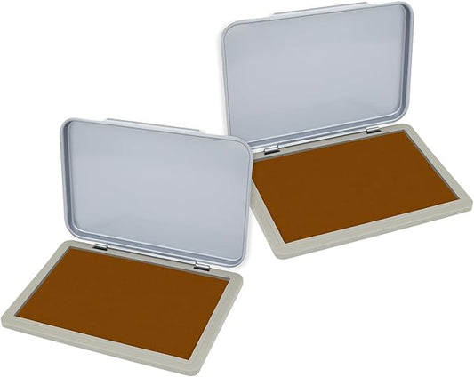 2 Pack Metal Case Stamp Pad Medium Size, Brown Color - Size: 3" x 4" - Choose from 15 Ink Colors