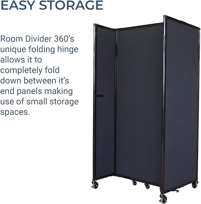 Versare Straightwall Sliding Portable Wall Partition | Freestanding Office Dividers | Locking Wheels | Temporary Room Separator | 7'2'' Wide x 6'10'' Tall Navy Blue Fabric Panels