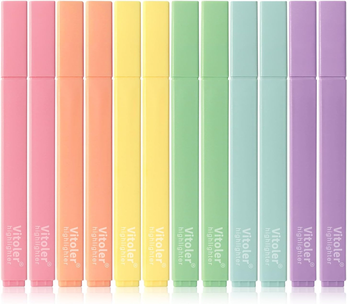 Vitoler Highlighters Assorted Colors,12 Pack Chisel Tip Highlighter Pens,No Bleed Highlighters for School Office Supplies
