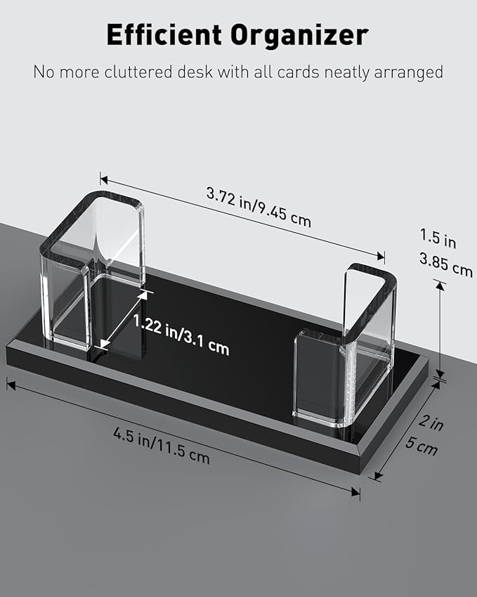 Uniclife 2 Pack Acrylic Business Card Holder for Desk 1 Slot Clear Horizontal Business Card Stand for Men & Women Desktop Name Card Display Stand Card Organizer for Office Exhibition, 60 Card Capacity