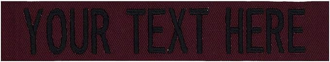 Custom Uniform Name Tapes Solid Colors. Made in The U.S.A. Ships Under 24 Hours. Maroon Fabric, 4 Inch Sew on