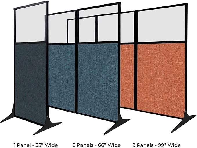 Versare Workstation Partition | Portable Wall Divider | Modern Office Cubicle | Free Standing Privacy Screen | Flexible Work Space | 66" x 70" Urban Oak Wood Grain Panels No Window