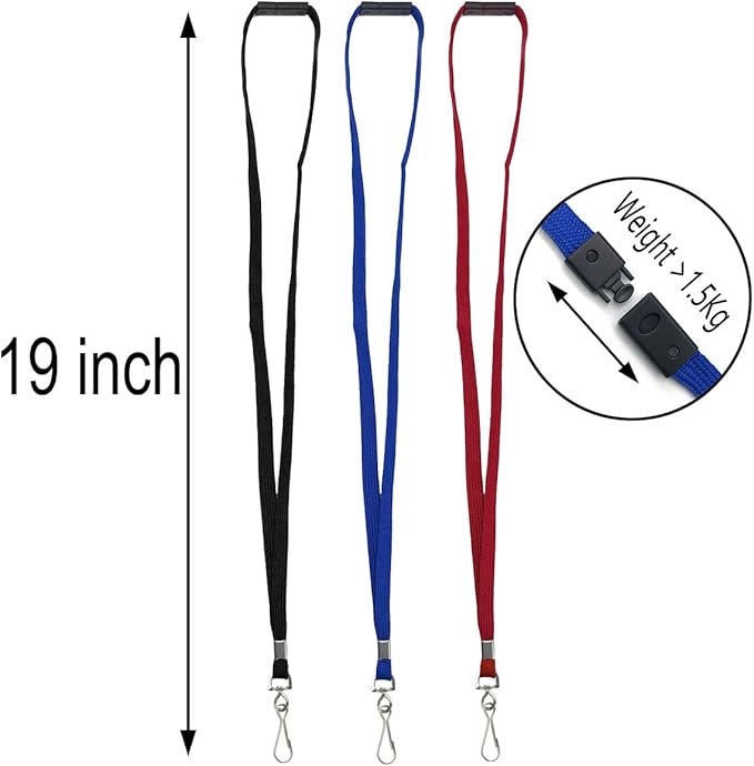 Bird Fiy Lanyards Safety Blue Lanyards Neck Flat Premium Breakaway Badge Lanyard with J-Hook for ID Nametag Badge Holder (Blue, 50 PCS)