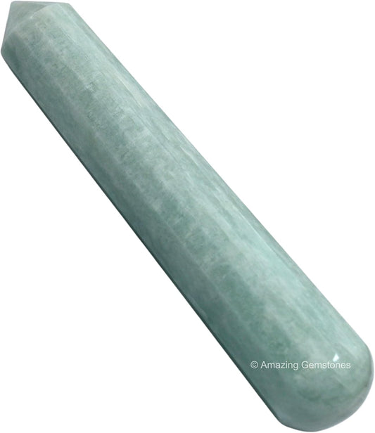 Amazing Gemstone Amazonite Crystal Wand Massage Stick - Pelvic Wand Gua Sha for Adults - Crystals and Healing Stones Massage Wands for Adults Gifts (Pointed)
