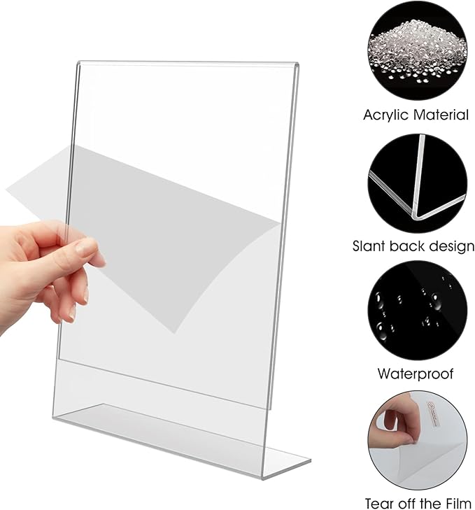 SVOPY Acrylic Sign Stand Holder - 8.5x11 Inches Plastic Acrylic Literature Holders, 12 Pack Sign Holders Suit for Flyer, Magazine, Pamphlet, Booklet Display
