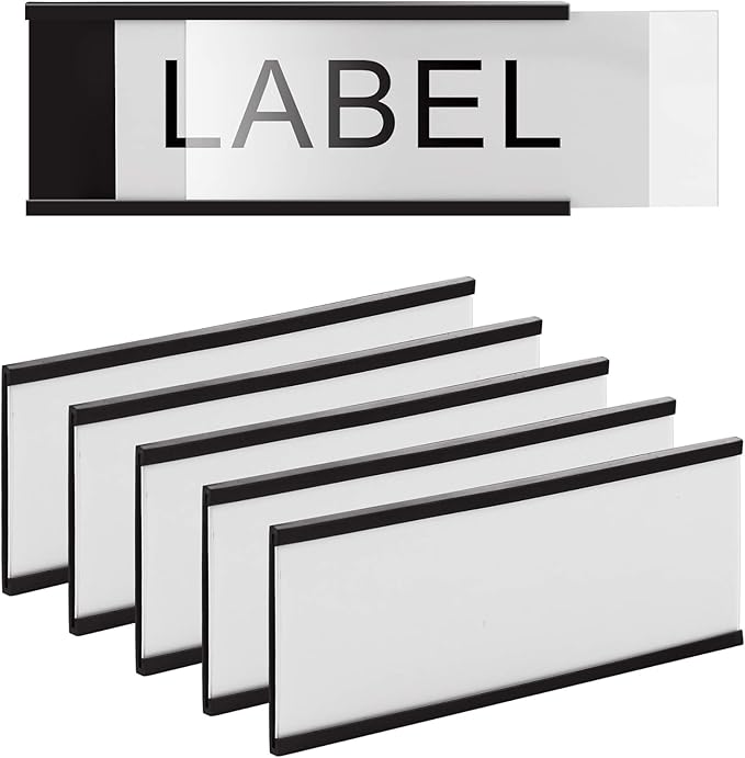 LLPT Magnetic Label Holder 4” x 1.6” 26 Packs C Channel White Paper Cards Protective Film Strong Removable for Shelf White Board Toolbox Metal Wall Cabinet Drawer(MH41626)