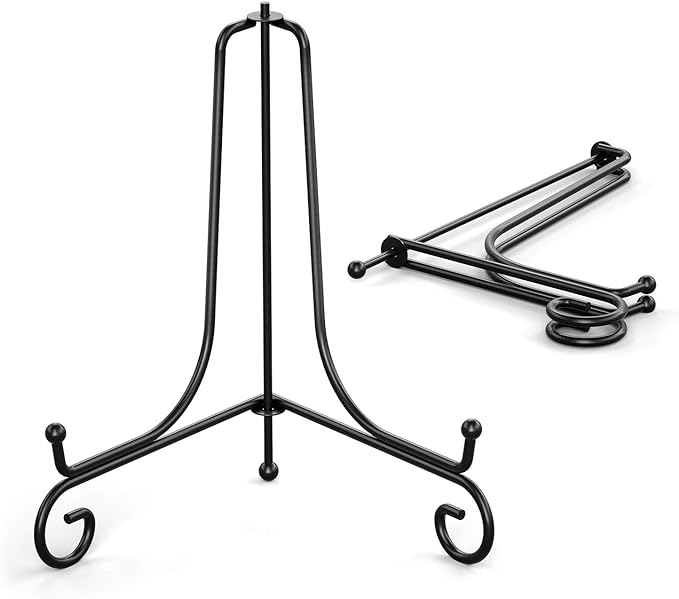 TR-LIFE 4 Pack Plate Stands for Display - 6 Inch Plate Holder Display Stand + Metal Easel Stand for Picture Frame, Decorative Plates, Book, Photo, Collectibles (4 Pack)