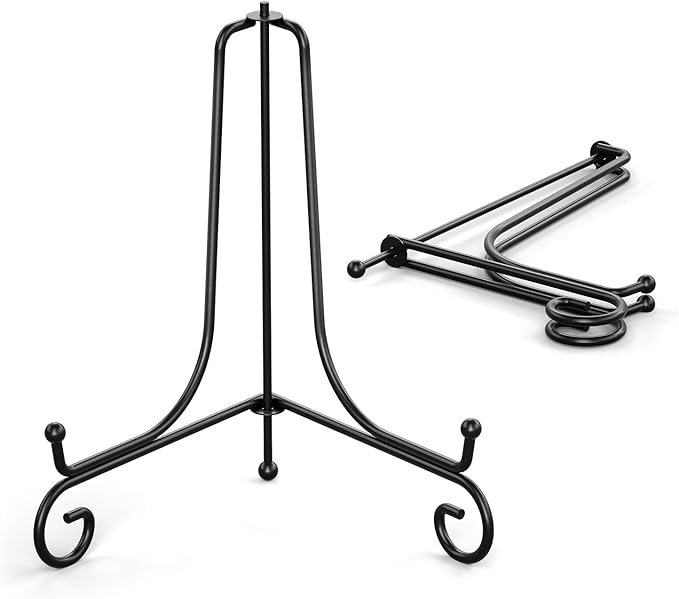TR-LIFE Plate Stands for Display - 8 Inch Plate Holder Display Stand + Metal Easel Stand for Picture Frame, Decorative Plates, Book, Photo, Collectibles (2 Pack)