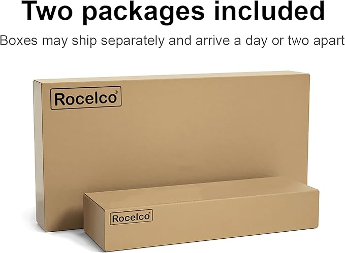 Rocelco 46" Height Adjustable Corner Standing Desk Converter with AC Outlet USB Charger and Dual Monitor Arm Mount - Stand Up Tabletop Riser Workstation - Keyboard Tray - Black (R CADRB-46-ACUSB-DM2)