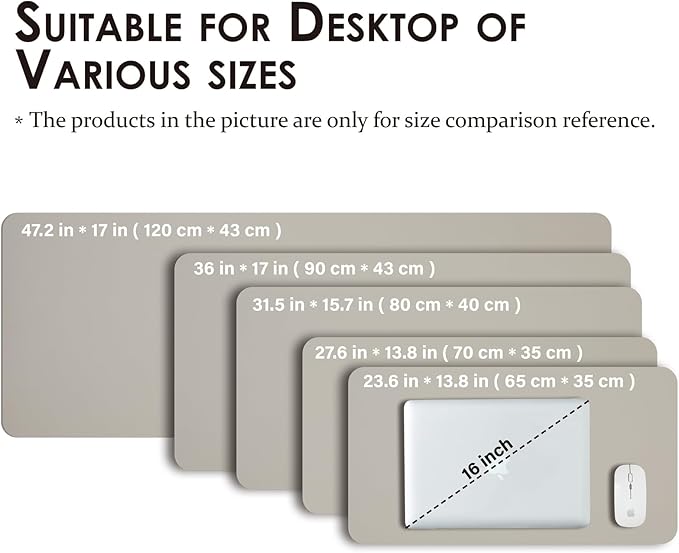 Leather Desk Mat - Small Non-Slip PU Desk Pad for Office and Home - Desk Organization and Accessories - Ideal for Large Mouse Pad and Small Desk Mats on Top of Desks (Light Gray,23.6"x 13.8")