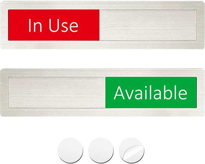 in Use or Available Sign,In Use Available Sign for Home Office Hotles Hospital Restroom, Vacant Occupied Slider Door Status Tells Whether Room in Use or Available,7'' x 1.5'' - Stainless Steel,Silver