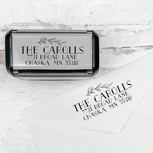 Self Inking Modern Address Stamps | Custom Return Address Stamper (Bold Branch, Medium)