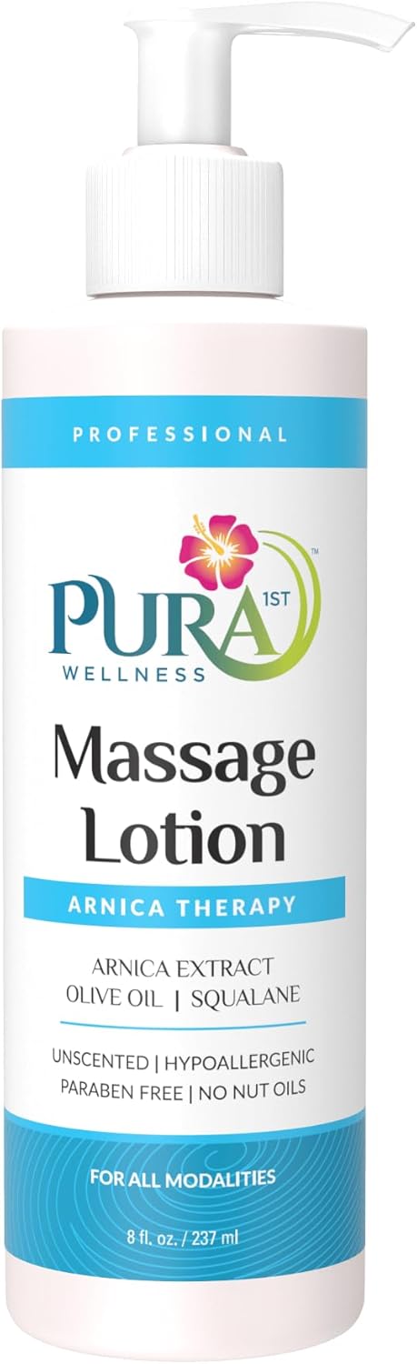Wellness Professional Arnica Therapy 8oz Massage Lotion, for Bruising, Olive Oil, Arnica Extract, Unscented, Hypoallergenic, Natural, Skin Moisturizing and Hydrating, Deep Tissue