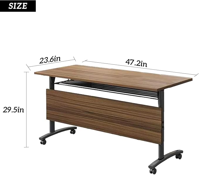 Conference Table,Mobile Conference Room Tables with Wheels,Folding Lip Top Meeting Room Tables,Modern Modular Seminar Training Table,Foldable Stackable Rolling Confernece Tables for Office(8