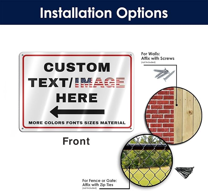 Custom Directional Arrow Sign, Glow in the Dark/Reflective Option, Personalized Metal Address Plaque, Customize for Business Logo, Office, Home, Yard, Outdoor 12''x8''