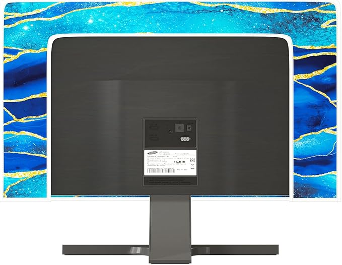 Baocicco Royal Blue Marble Waterproof TV Cover 37, 38, 39 Inch Creative Design Monitor Accessories Laptop TV LCD Screen Television Decoration for Tablet LED LCD OLED TVs Decorations