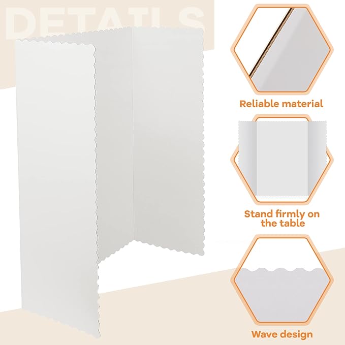 Ctosree 18 Pcs 22 * 38 Inch Tri Fold Poster Board Bulk, Science Fair Project Display Paperboard, Single Wall, Lightweight Presentation Board (White)