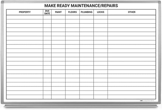 Make Ready Maintenance/Repairs Whiteboard 60" x 40"