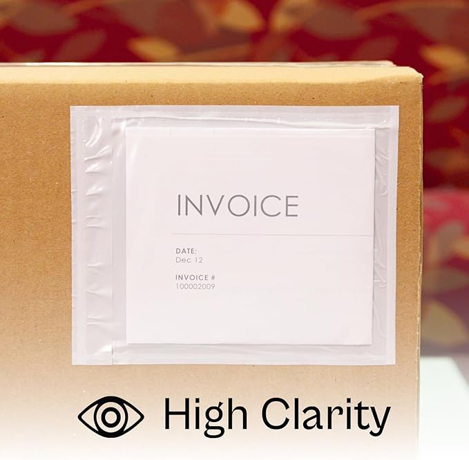 PSBM 1000 PCS 5.12 x 8 Inch Clear Blank Packing List Envelopes, Shipping Documents Pouches/Sleeves for Mailing Labels, Invoices, Documents and Packing Slips