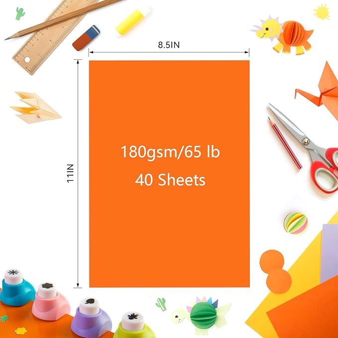Colored Construction Paper, 40 Sheets 8.5 x 11 Inches, 180GSM/65LB Blue Card Stock Bulk for Kids Crafts, Classroom Supplies, School Projects, DIY Art and Scrapbooking