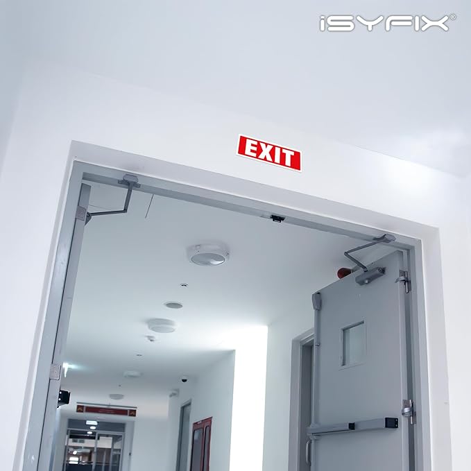 iSYFIX Exit Signs Stickers – 12 Pack 12x4 Inch – Premium Self-Adhesive Vinyl, Laminated for Ultimate UV, Weather, Scratch, Water and Fade Resistance, Indoor and Outdoor