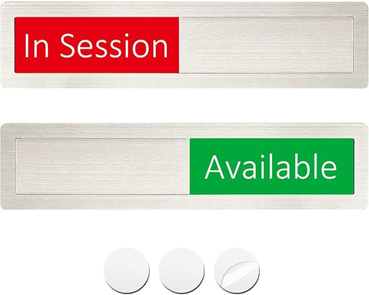 In Session or Available Sign,Vacant Occupied Indicator for Home Office Hotles Hospital Restroom, Slider Door Sign Tells Whether Room in Use or Available-7'' x 1.5'' - Stainless Steel,Silver