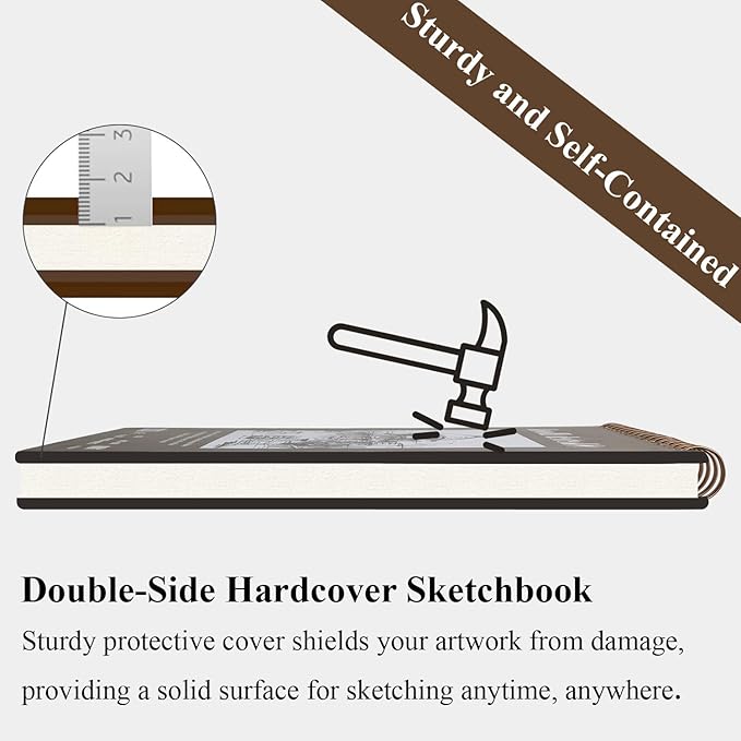 Fuxi 9" x 12" Sketch Book, Top Spiral Bound Sketch Pad, 100 Sheets 68lb/100gsm Acid-Free Drawing Paper, Art Sketchbook for Drawing Pad for Kids Artists & Beginners Professional Art Supplies for Adults