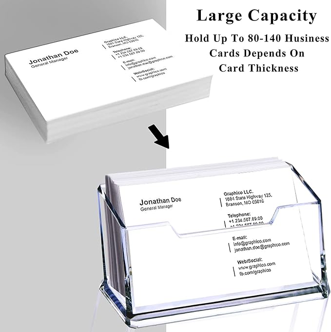 Meschett 3 Pack Clear Acrylic Business Card Holder, Name Card Organizer for Desk Fits 50 Business Cards