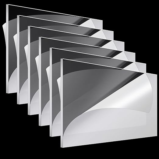 Roowest 6 Pcs 24 x 48 Inch, 1 mm Thick Clear Acrylic Sheets Plastic Panels Sheets Cut to Size Cast Acrylic Board Panel with Protective Film for Craft DIY Projects Display Sign Frame
