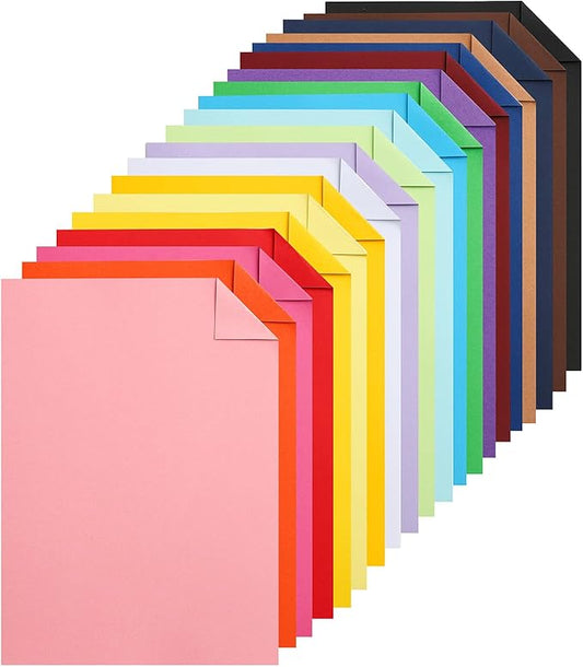 Silunkia 100 Sheets Colors Cardstock Craft Paper, 20 Assorted Colors 75lb Art Projects Card Stock A4 Colored Paper for DIY Cards, Birthday Decorations, School, Party
