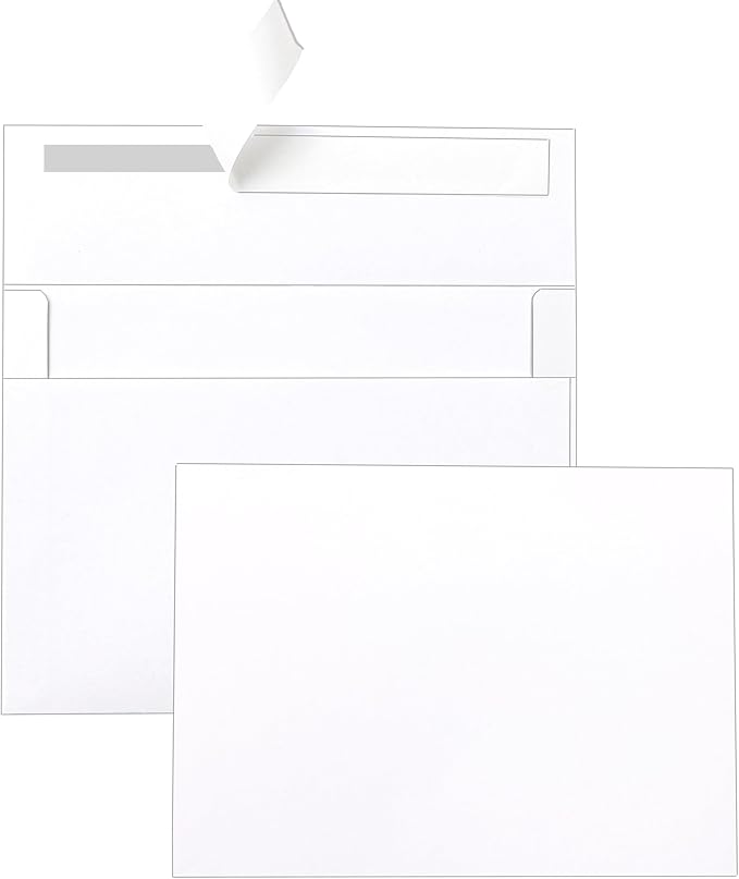 Silunkia Single Panel White Thank You Cards and Envelopes 4.25 x 5.5 Heavyweight Blank Flat Cardstock and A2 Envelopes Printable Self Seal 20 Packs for Wedding Invitations, Baby Shower, Greeting Cards