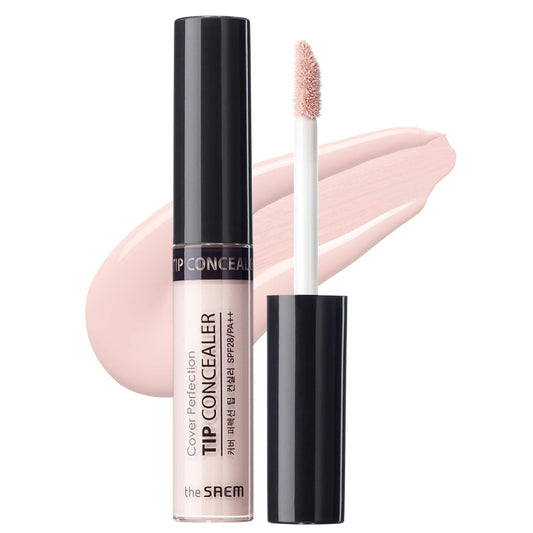 [the SAEM] Cover Perfection Tip Concealer 6.5g # Brightener - Radiant Highlighter, Corrects & Brightens, Discoloration & Dark Circles, Bright Pink