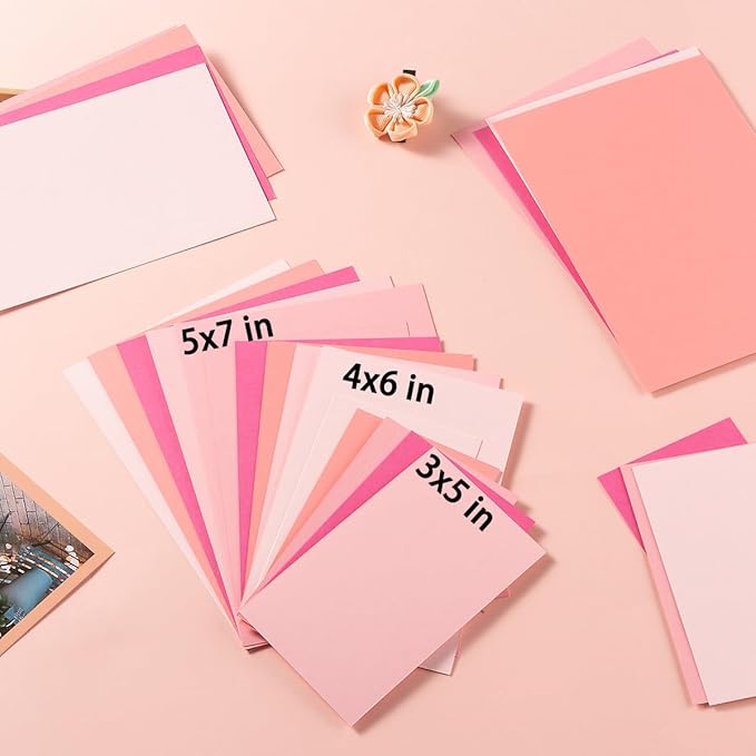 50 Sheets Colored Cardstock Paper 5 Colors, 250 GSM Heavy Card Stock for DIY Art Projects, Cards (Pink, 5x7)