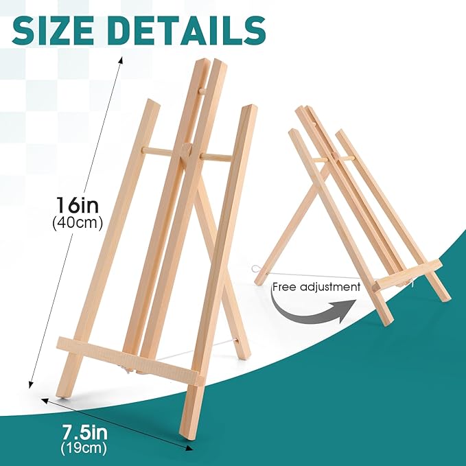 ESRICH 6 Pack 16in Wood Easels,Tabletop Easel for Painting,Painting Party, Displaying Canvases, Kids Student Table School Desktop, Portable Canvas Photo Picture Sign Holder