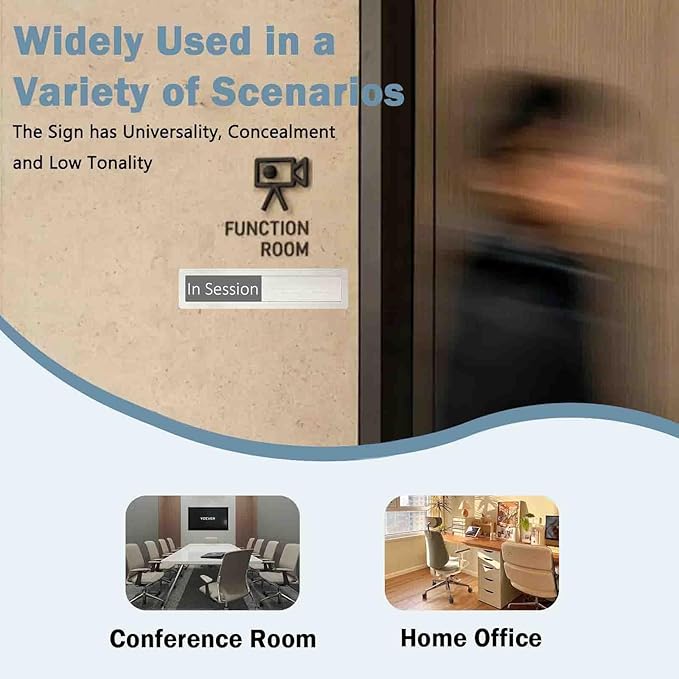 In Session or Available Sign,Vacant Occupied Indicator for Home Office Hotles Hospital Restroom, Slider Door Sign Tells Whether Room in Use or Available-7'' x 1.5'' - Stainless Steel,Grey&White