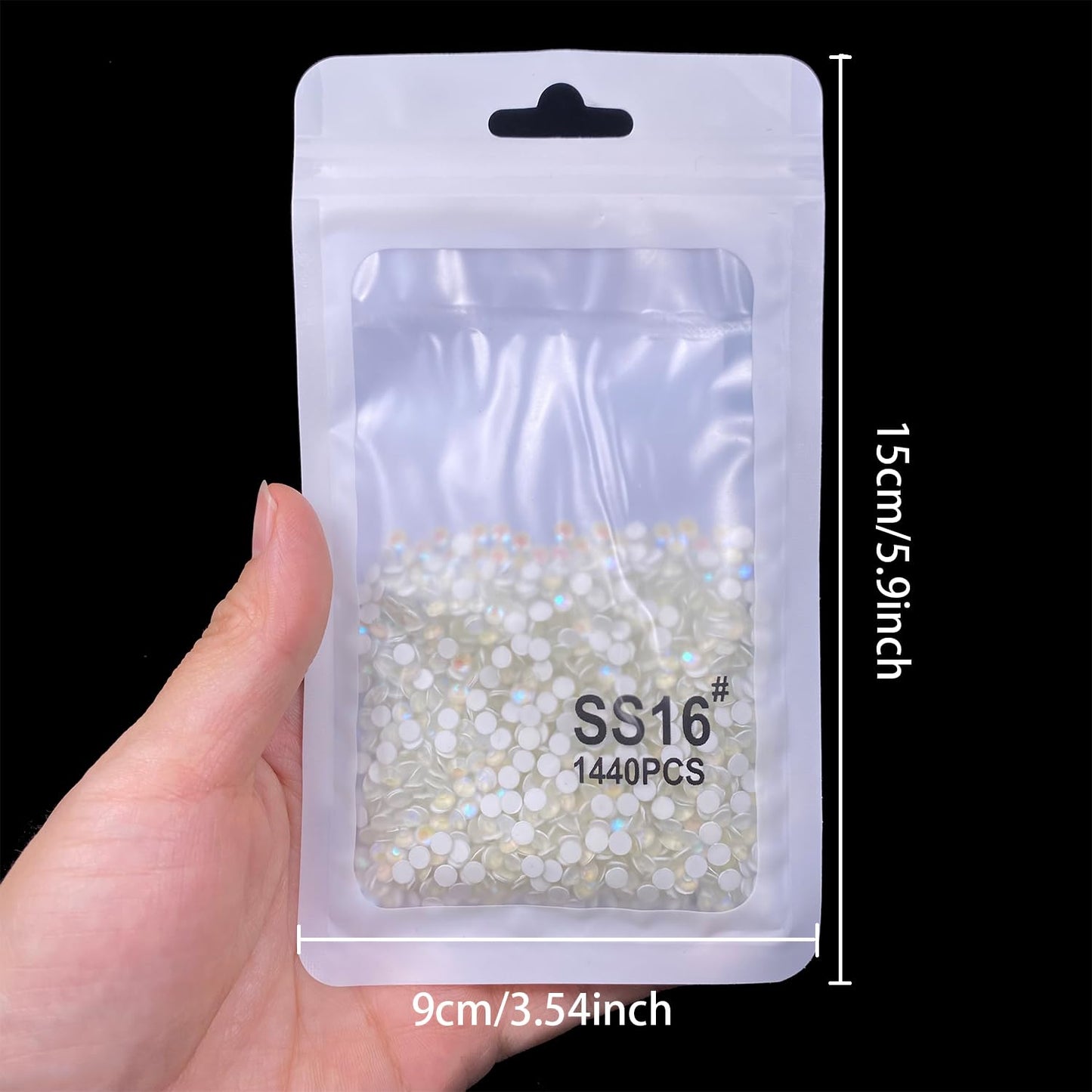 Flatback Glass Rhinestones,Bedazzler Gems 1440pcs Non Hotfix Crystal Rhinestones for Nail Charms Crafts Clothes Tumblers,White AB Neon,SS16
